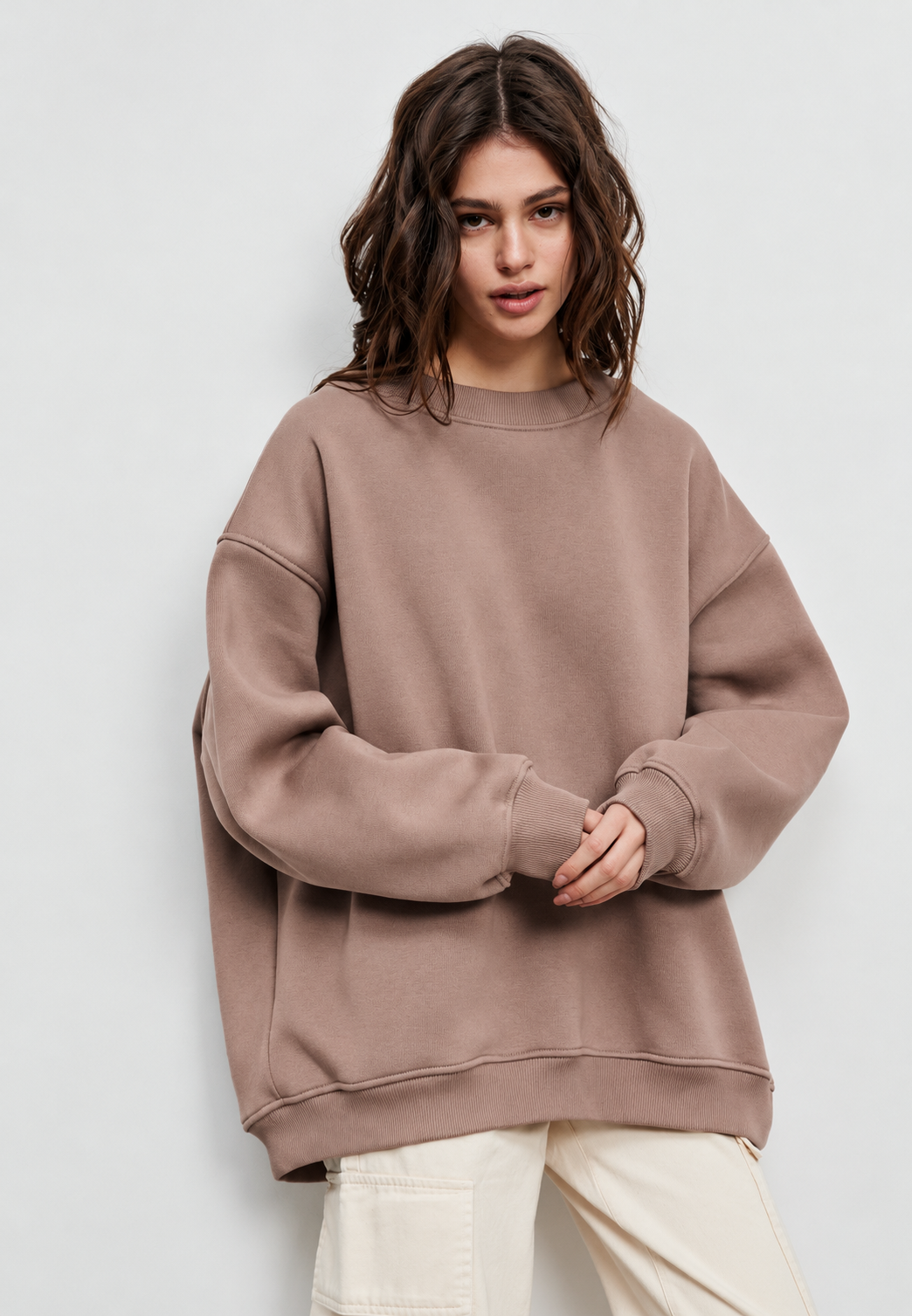 Sudadera oversize mujer cuello redondo hombros caídos amplia cómoda otoño - Dagny