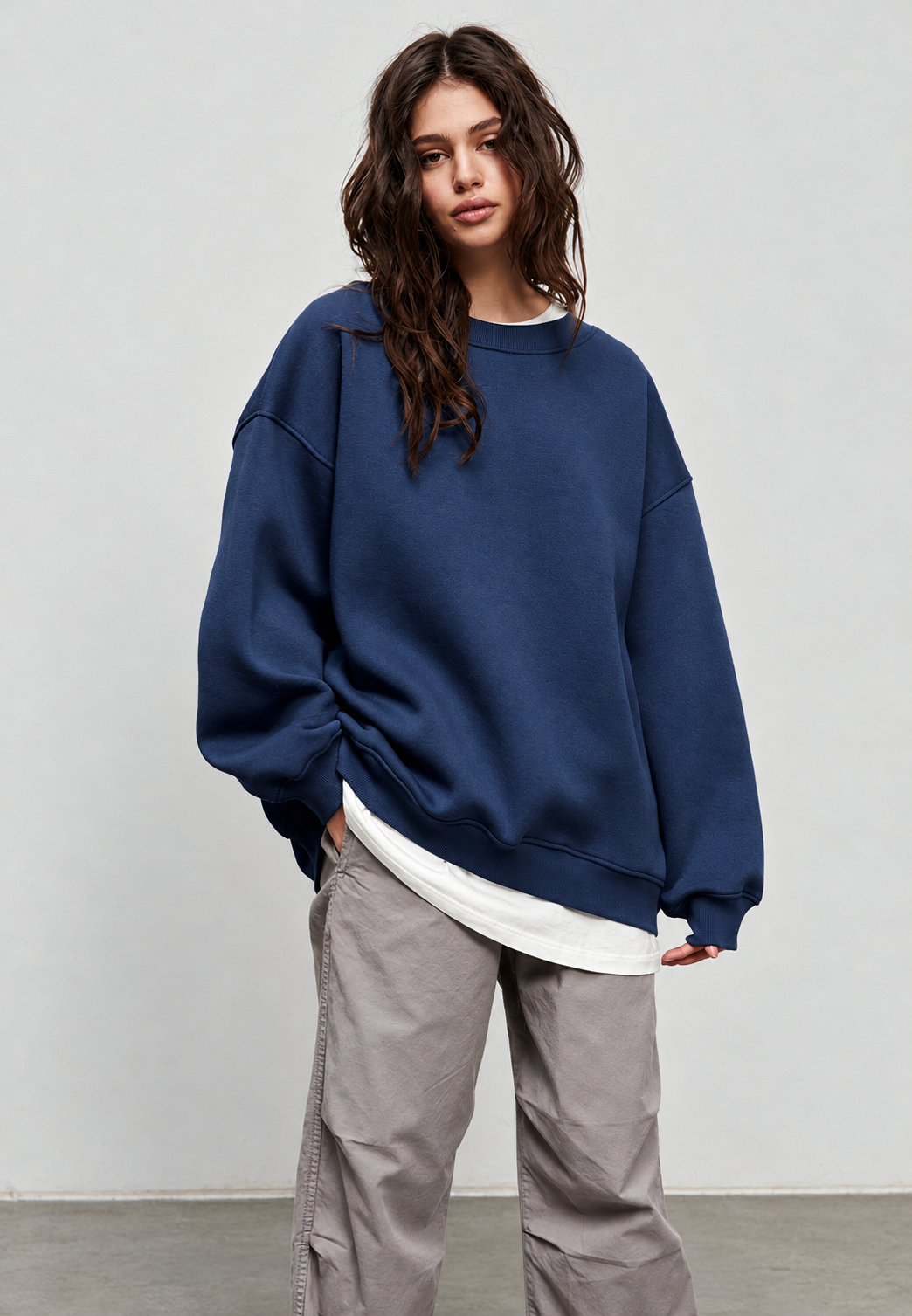 Sudadera oversize mujer cuello redondo hombros caídos amplia cómoda otoño - Dagny