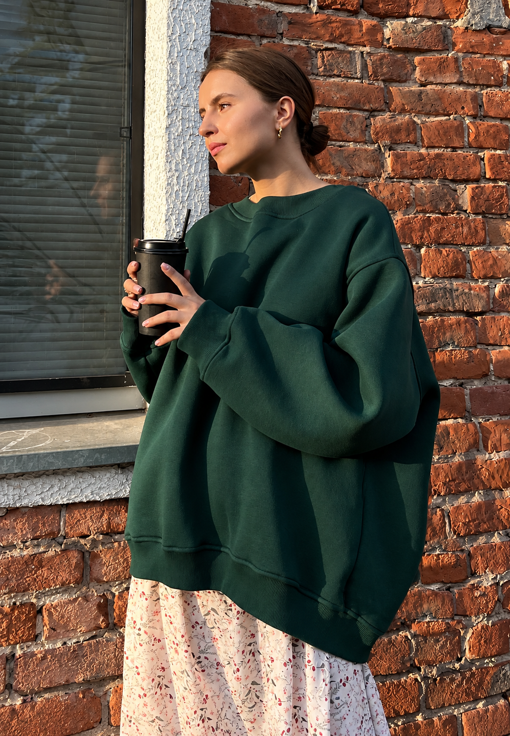 Sudadera oversize mujer cuello redondo hombros caídos amplia cómoda otoño - Dagny