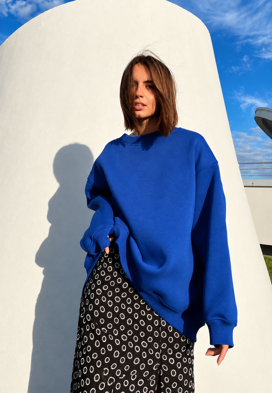 Sudadera oversize mujer cuello redondo hombros caídos amplia cómoda otoño - Dagny