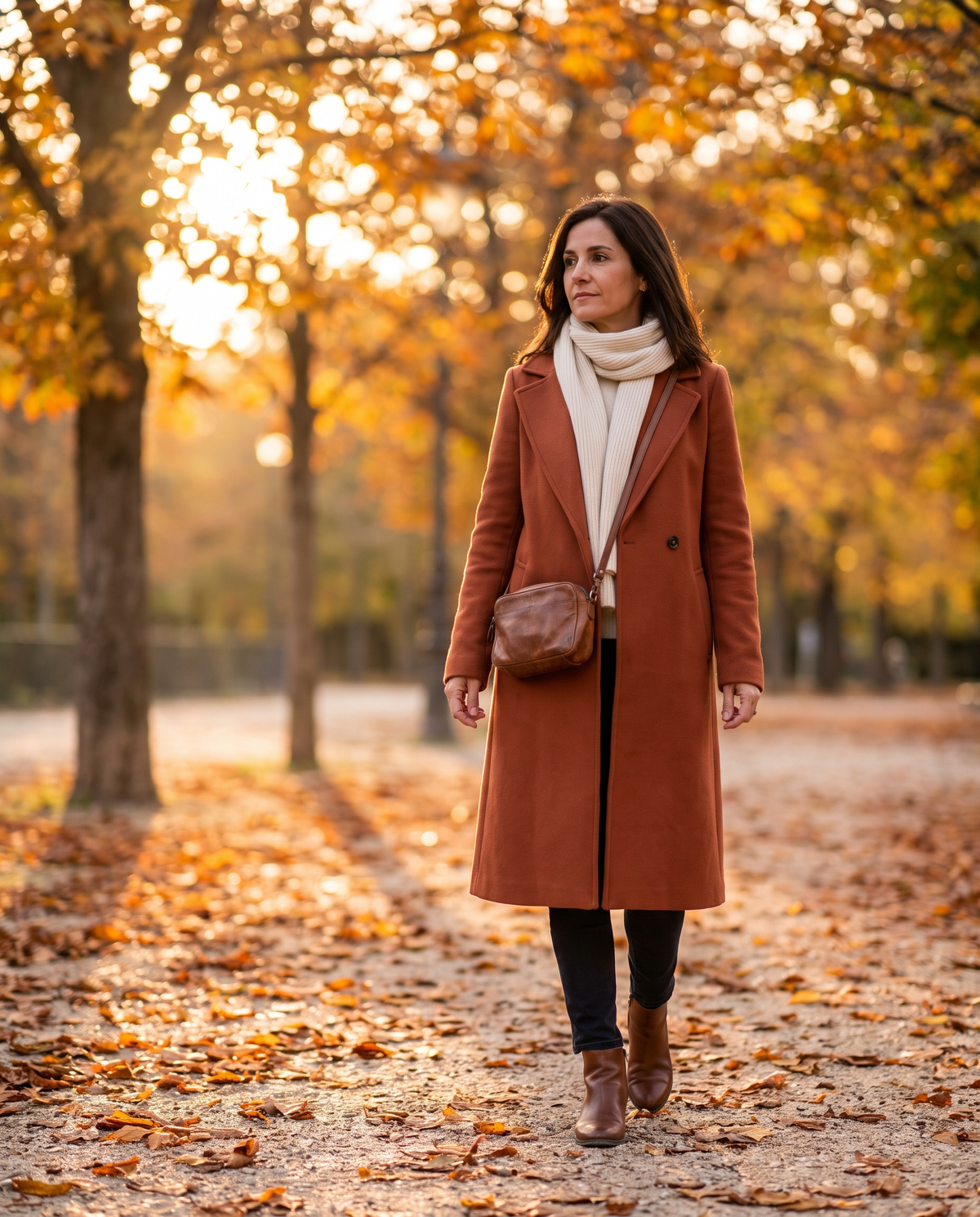 Editorial otoño mujer en el Retiro – Valtena