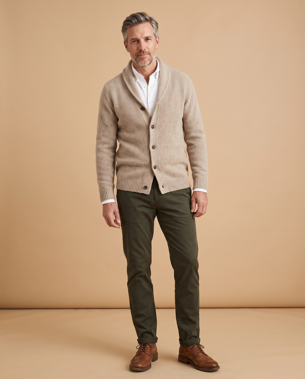 Cárdigan beige de hombre – Valtena
