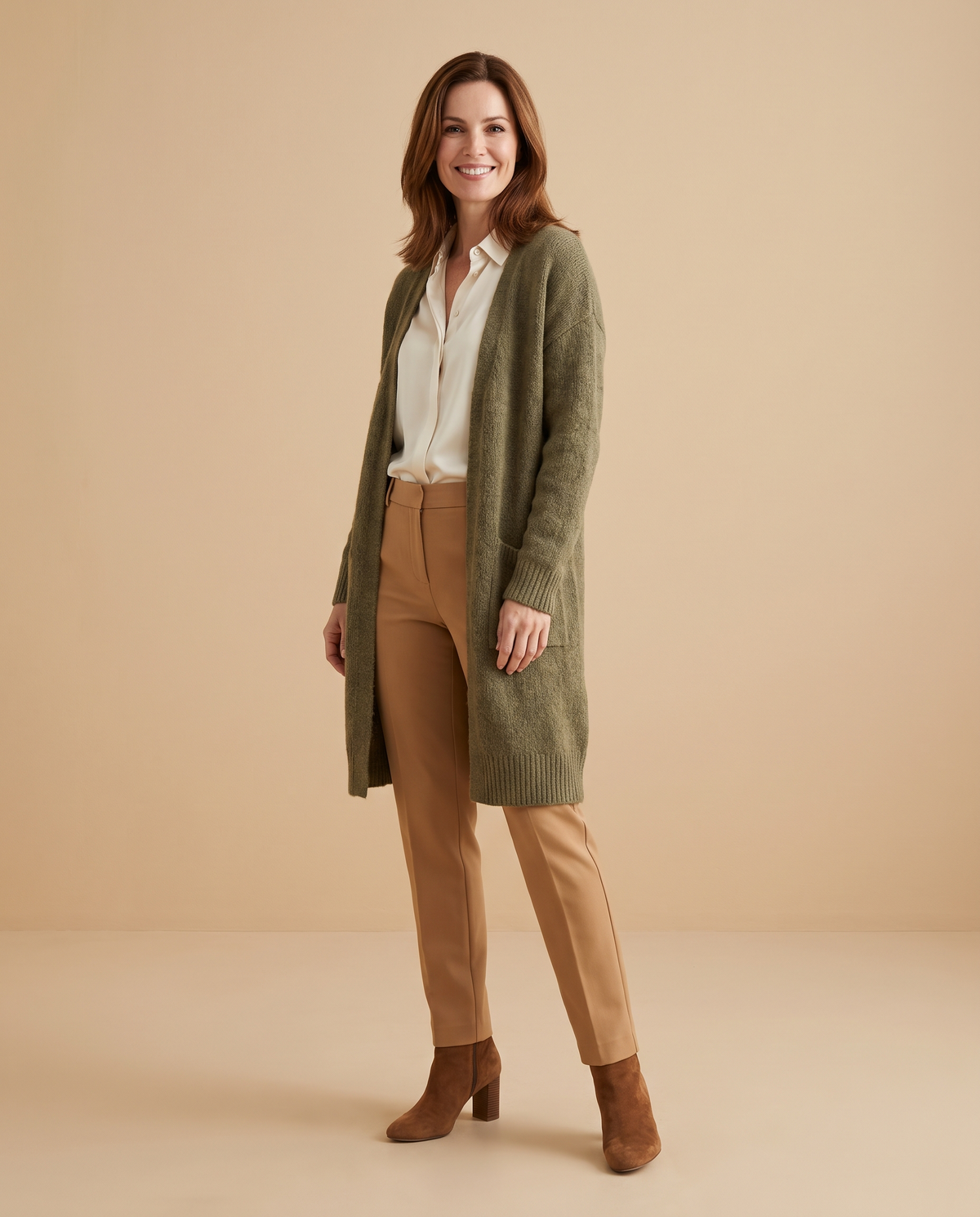 Cárdigan verde oliva de mujer – Valtena