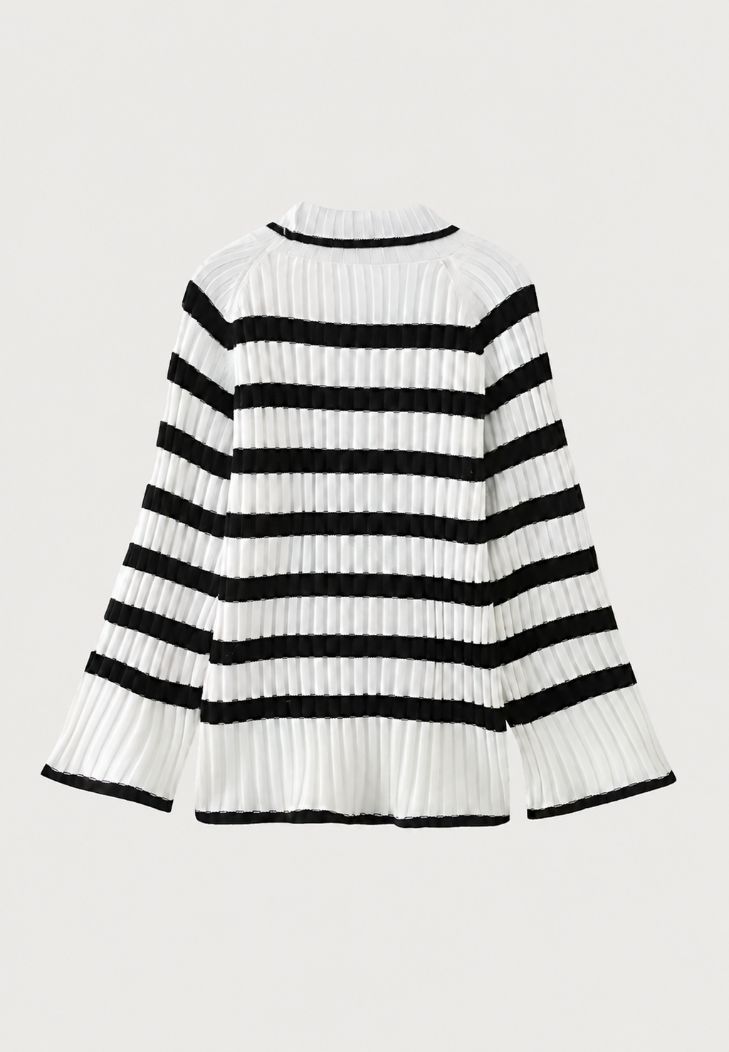 Vestido punto mujer corto rayas cuello vuelto manga ancha canalé casual - Raddile
