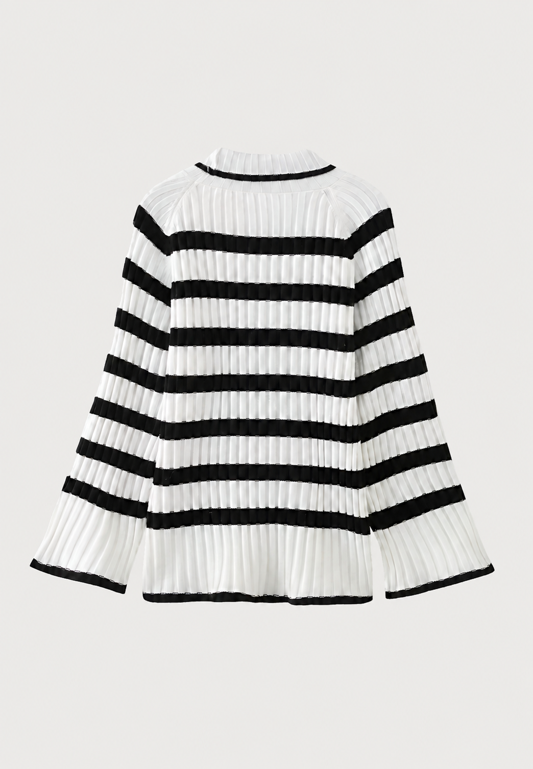 Vestido punto mujer corto rayas cuello vuelto manga ancha canalé casual - Raddile