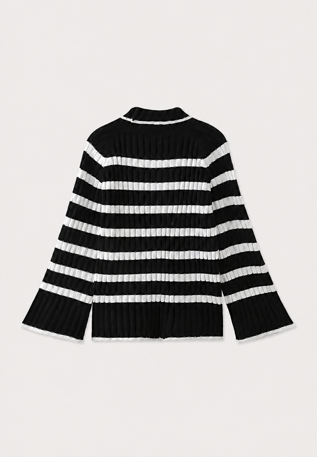 Vestido punto mujer corto rayas cuello vuelto manga ancha canalé casual - Raddile