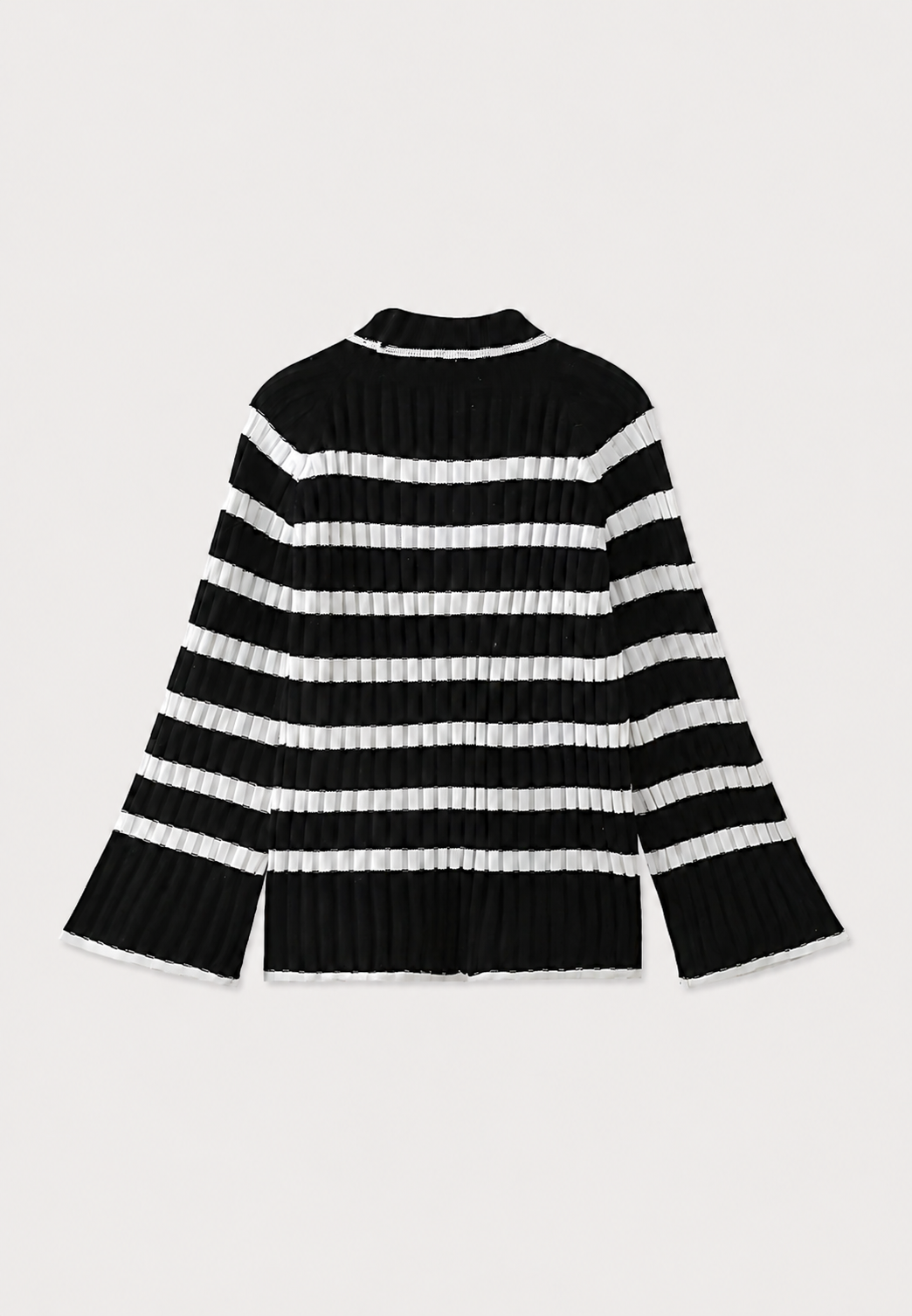 Vestido punto mujer corto rayas cuello vuelto manga ancha canalé casual - Raddile