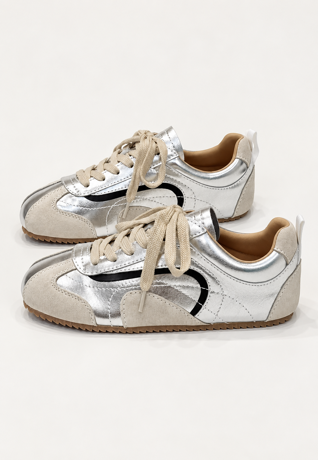 Zapatillas mujer retro efecto ante paneles contraste perfil bajo cordones - Tavia