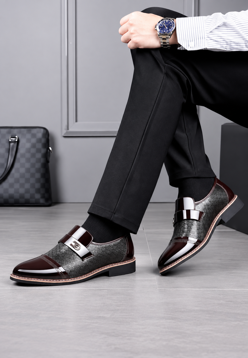 Zapato monkstrap hombre hebilla lateral acabado brillante formal elegante - Laurenz