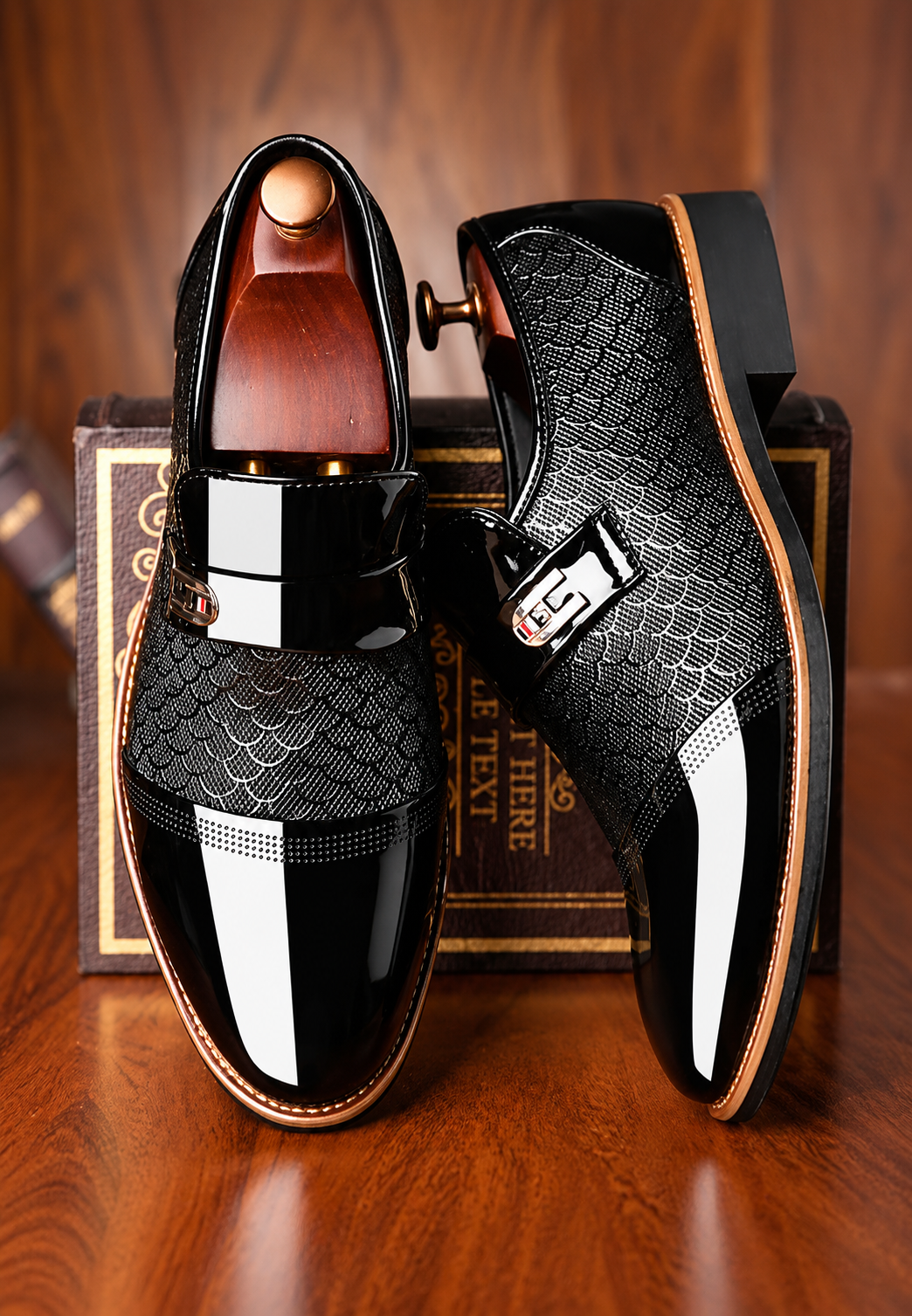 Zapato monkstrap hombre hebilla lateral acabado brillante formal elegante - Laurenz