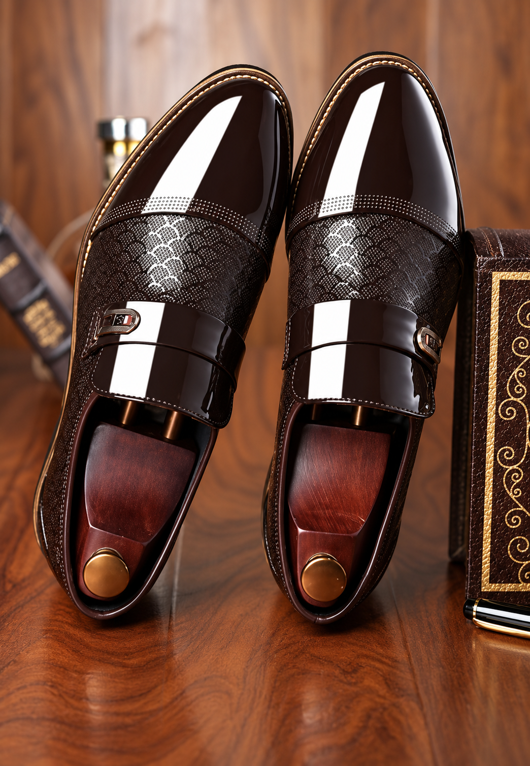 Zapato monkstrap hombre hebilla lateral acabado brillante formal elegante - Laurenz